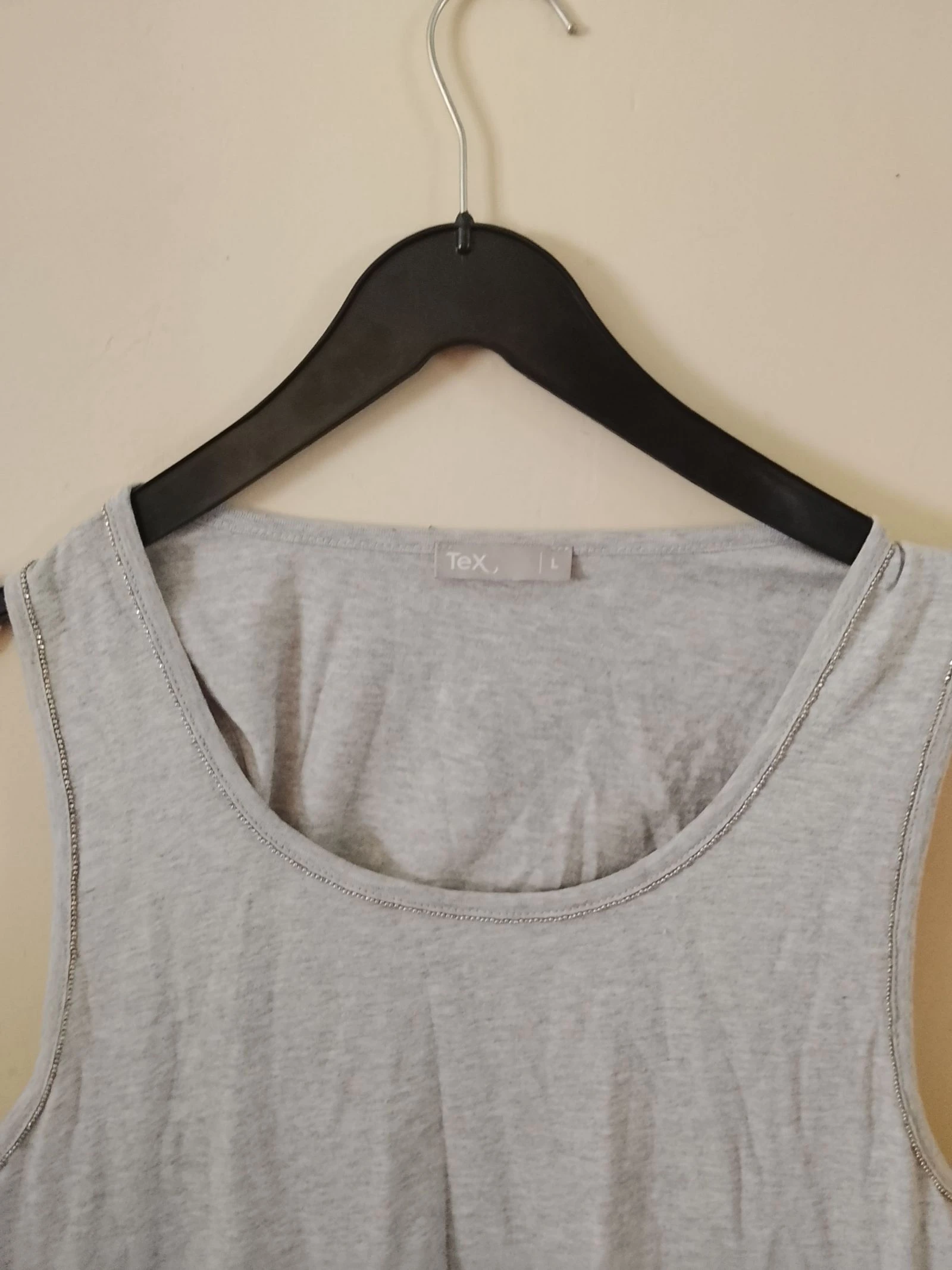 👒 NEW SIZE 40 Pearl gray and silver trim tank top Tex 👒 – photo 3